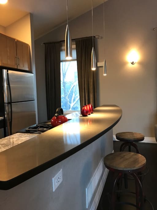 Comfortable breakfast bar seating