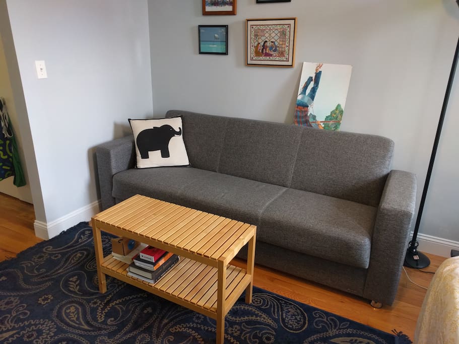 Futon sofa can accommodate another two guests to sleep on, or just comfy to lounge on as you read/watch some tv!