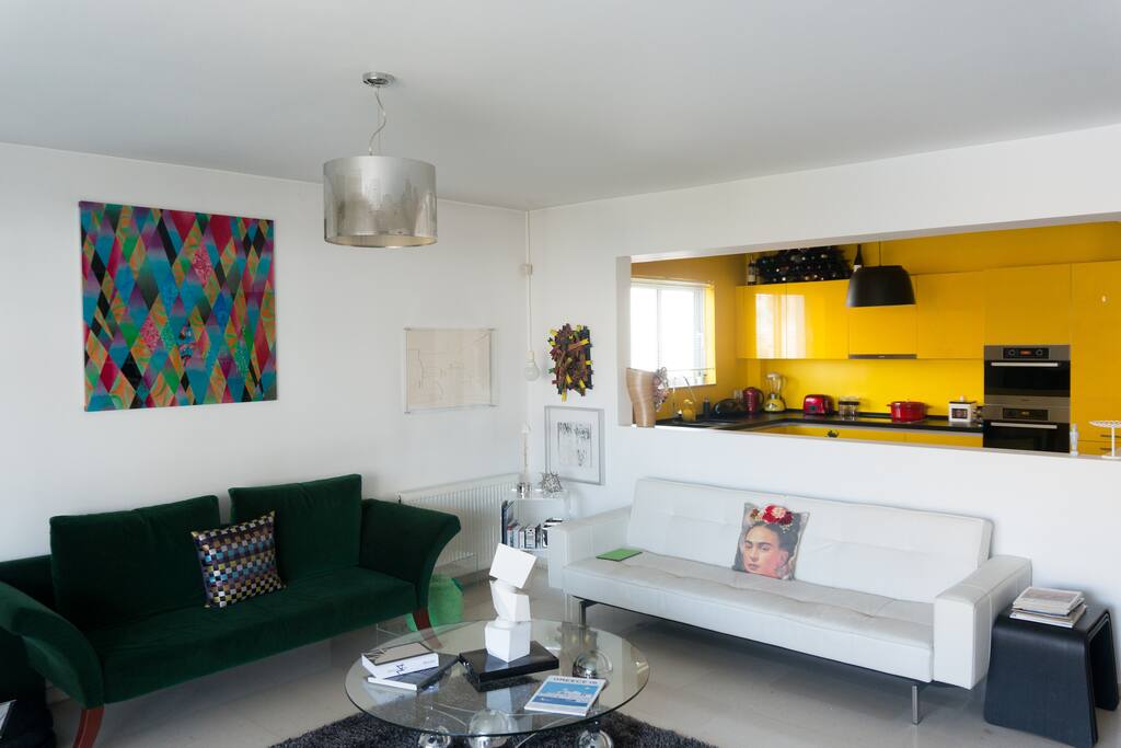 Living room and open plan kitchen