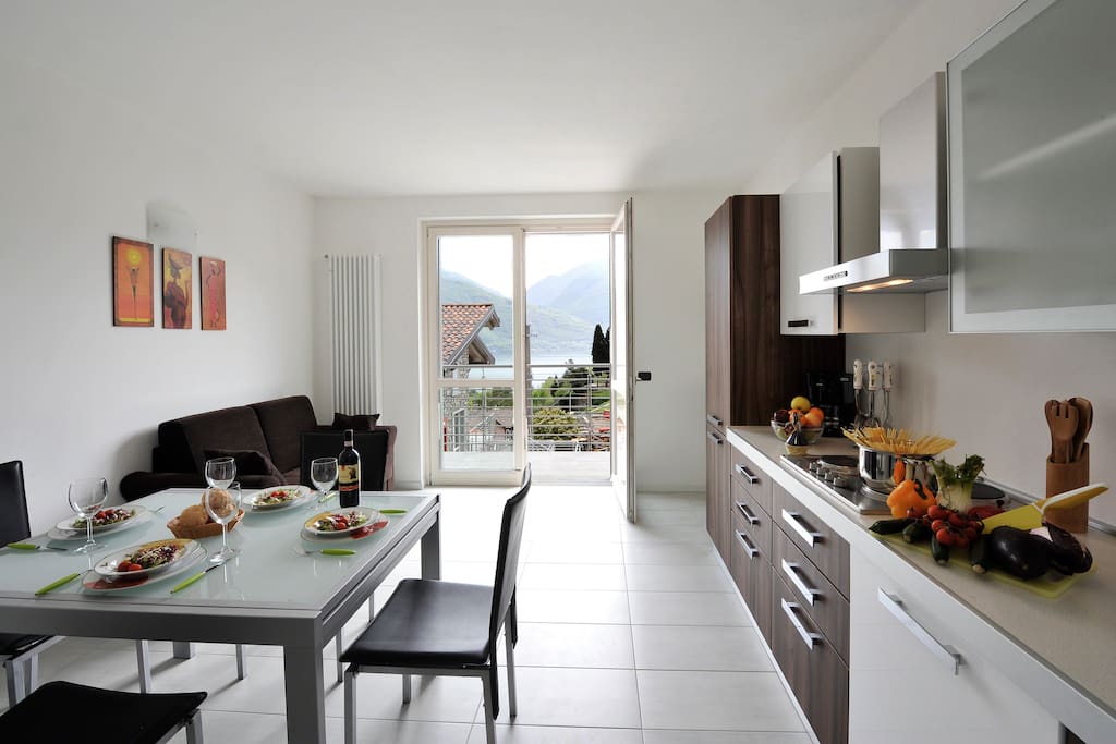 Open plan living room and kitchen