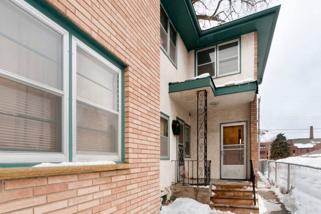 Outside entrance to the unit is on the left.