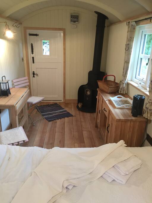 Double bed wood burner table and chairs
