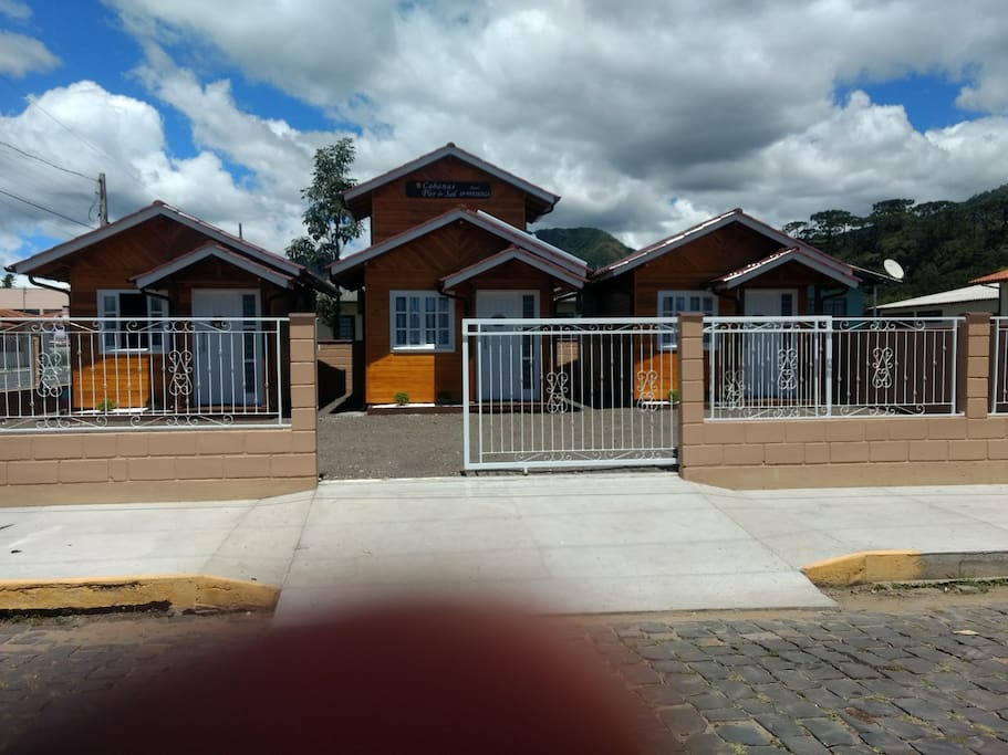 Vista geral das cabanas