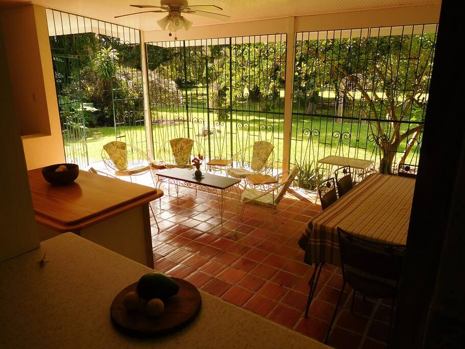 back deck, garden and park
