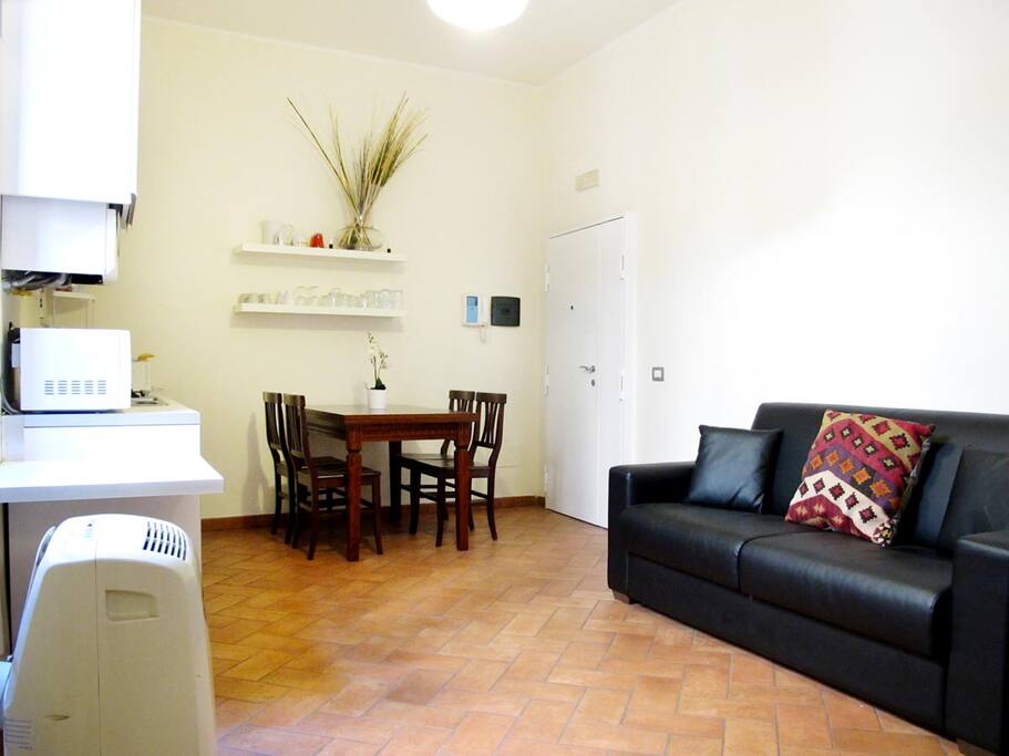 Opposite view of the Living room and kitchenette.