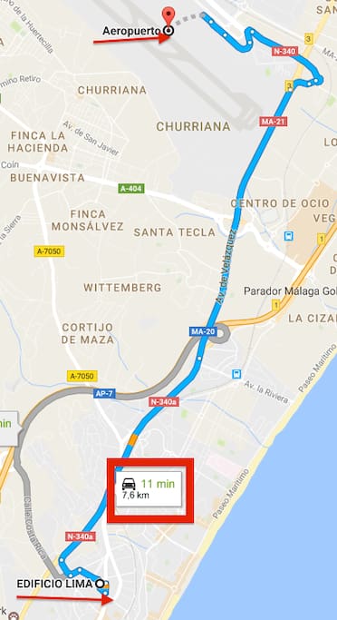 Distancia desde el aeropuerto a el estudio