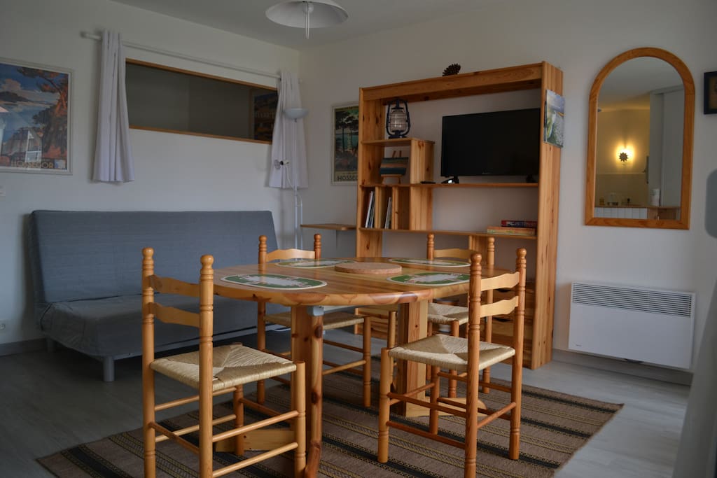 salle de séjour :un clic clac 2 couchages