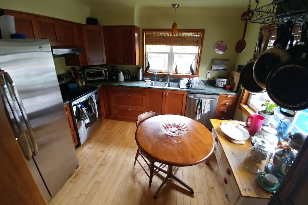 Character kitchen with modern amenities.
