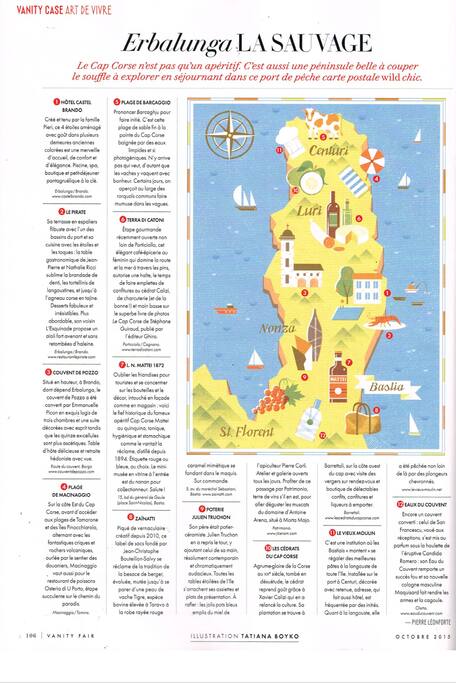 Vanity Fair sur Erbalunga et le Cap Corse