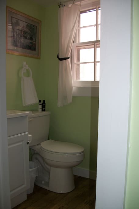 Bathroom. Large shower is opposite the toilet and sink, although not visible in this picture.