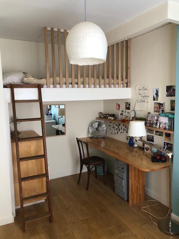 Chambre 3, mezzanine iluminado 90x190