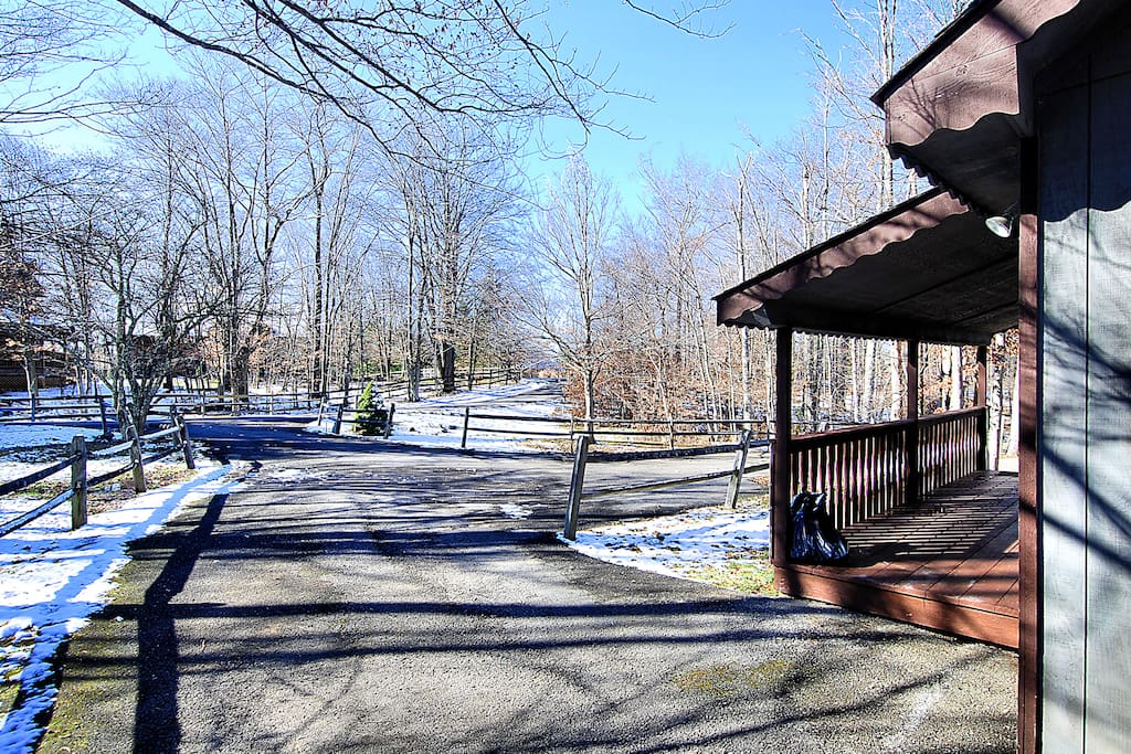 private driveway with plenty of parking