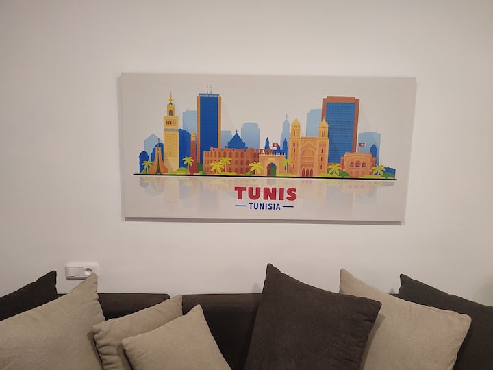 Il tema tunisi un quadro che riunisce i principali edifici della città ❤️