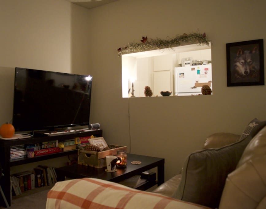 Living area with all the cards/board games you can imagine. Movies, Netflix, Books...