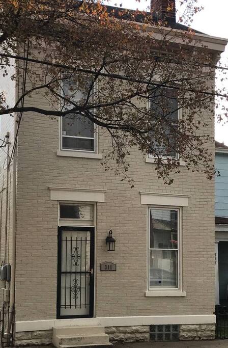 View from the street looking at the front of the house