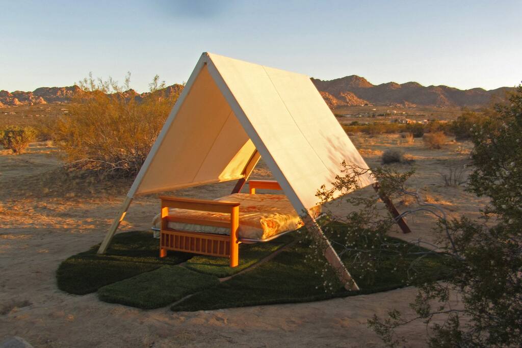 The double futon tent is popular in the summer months.