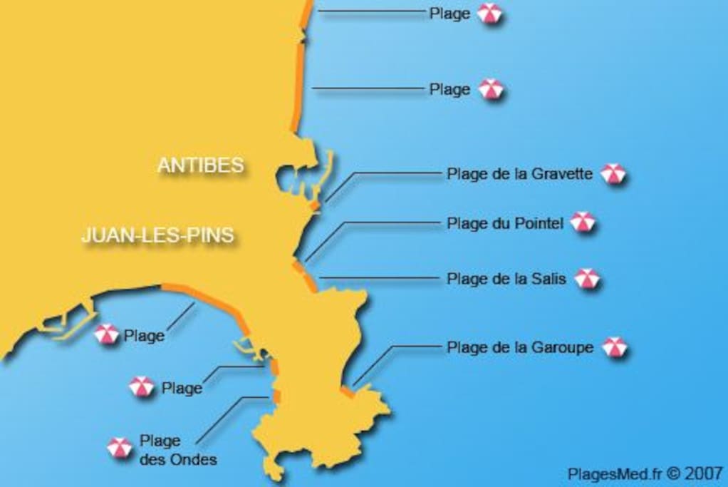 Le studio est situé entre la plage de la Gravette et le Ponteil