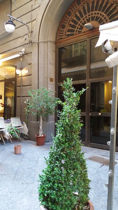 the entrance of the building