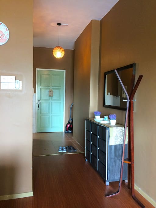 This is the entrance/hallway and the view of the front door from the living room