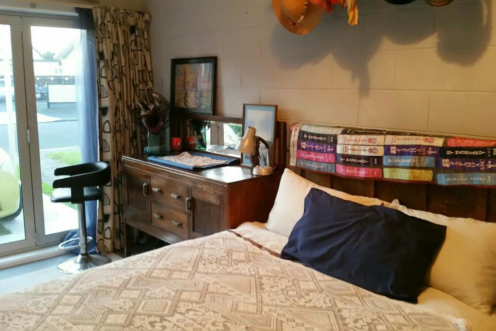 Your bedroom is light warm and has a private entry. We will need to share the laundry.