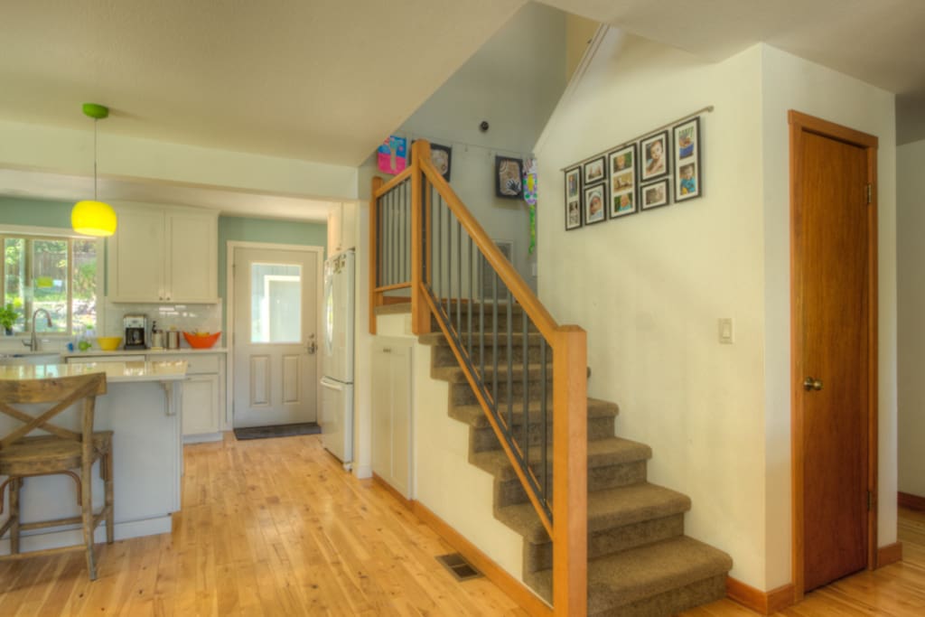 Stairs up to the upstairs