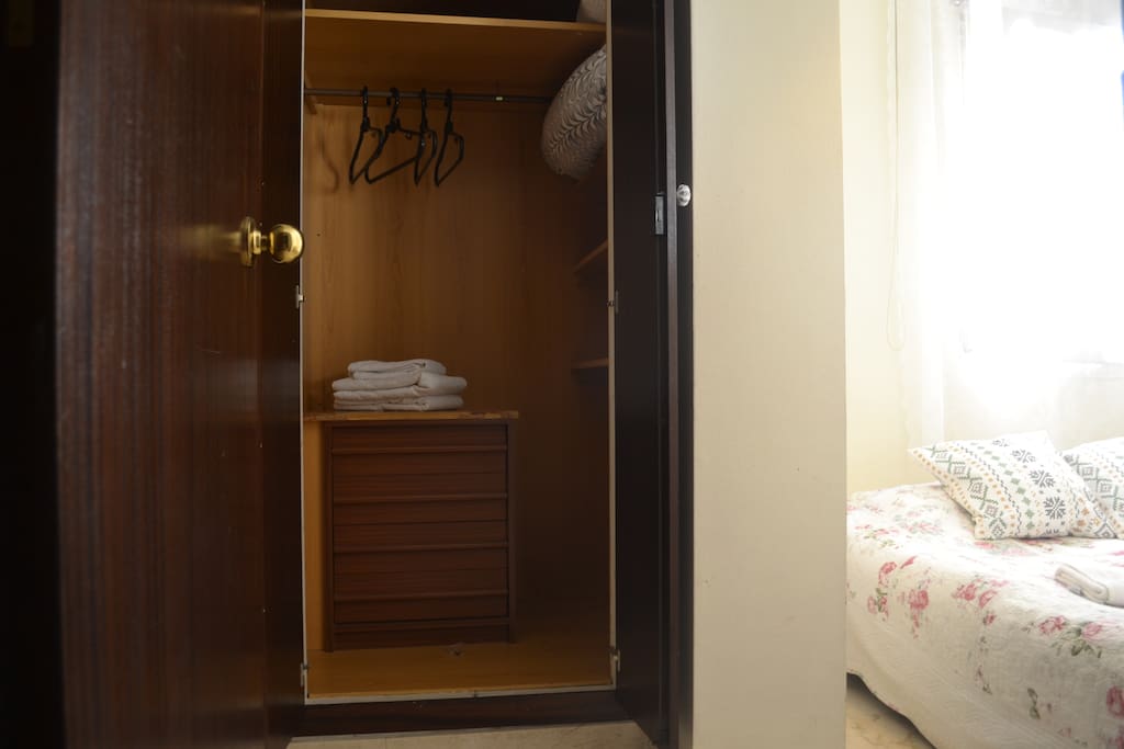 Big wardrobe. You can also store the luggage inside.