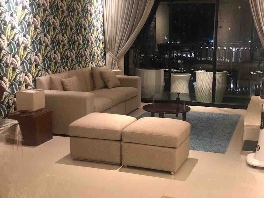 living room at night