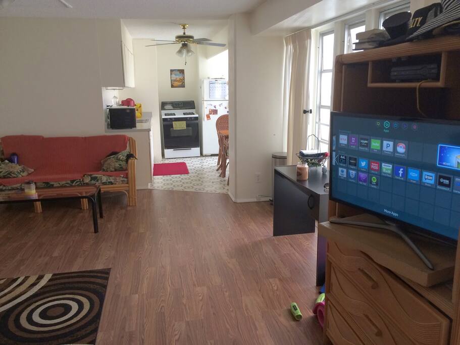 Smart tv just in case you want to watch tv. Great light in the day!!!
