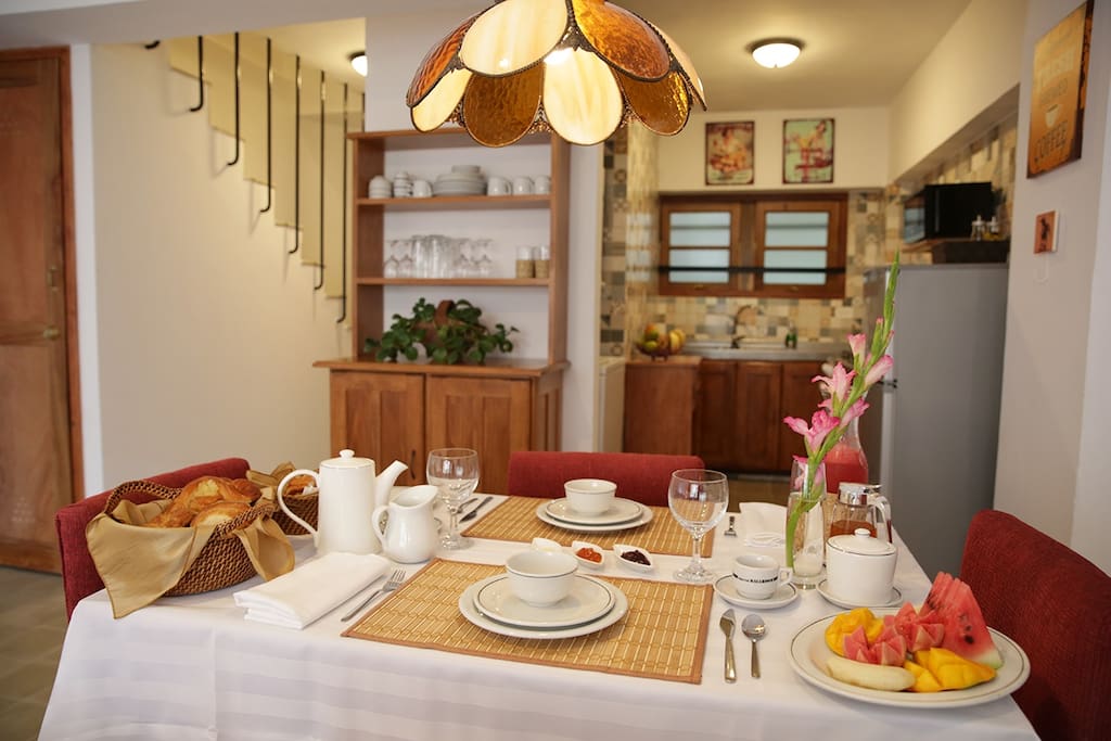 Dining area and kitchen