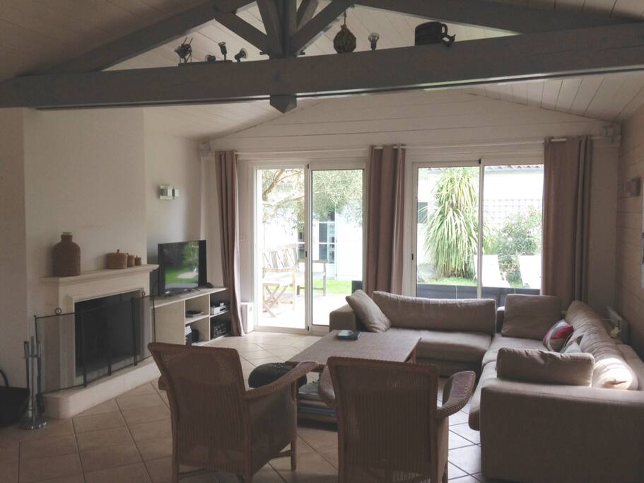 salon avec une cheminée