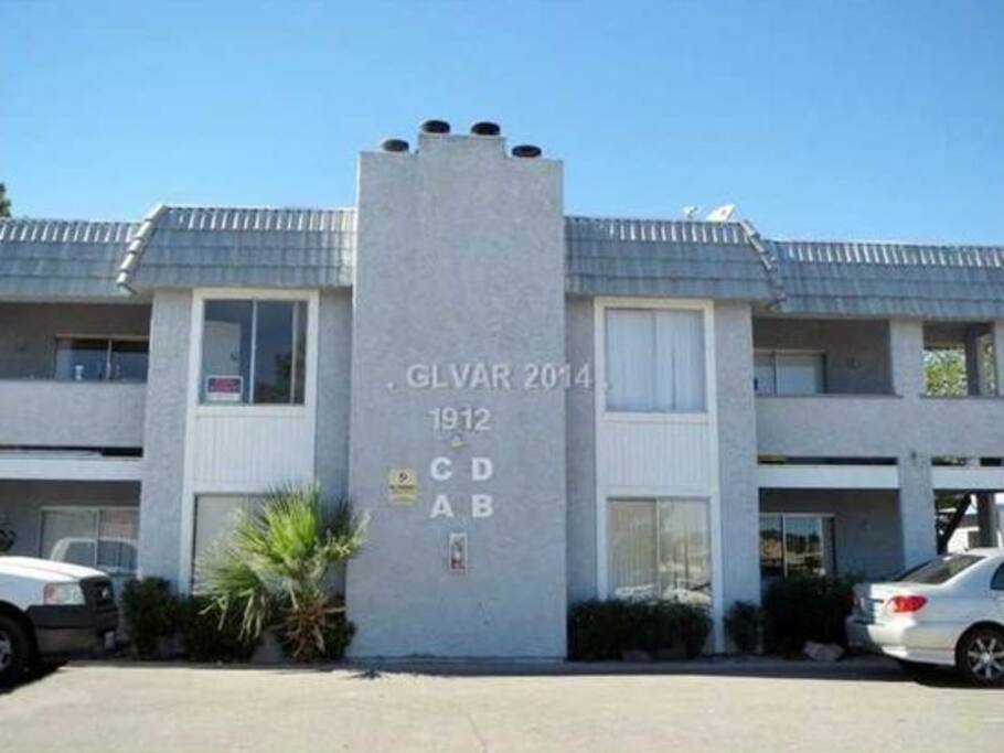 Front view of building, ample parking.