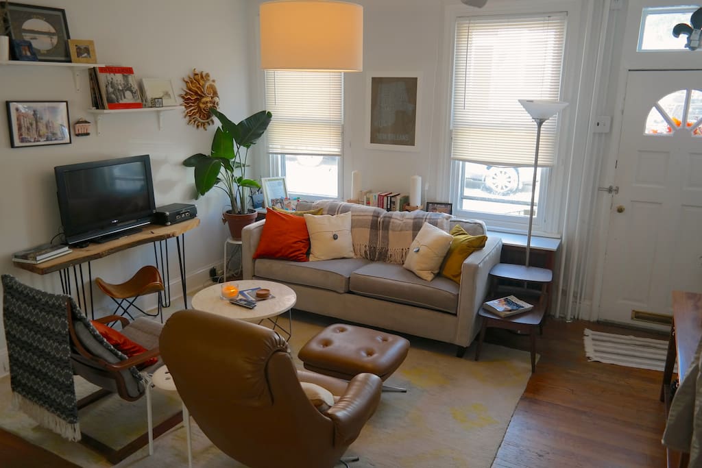 Living room is open and welcome to visitors! Take a break from site-seeing or working and kick up your feet.