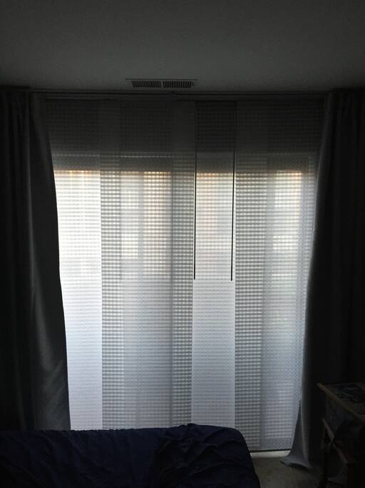 Guest Bedroom -Sun Blocking Blinds Drawn - Open Air and Roof Balcony