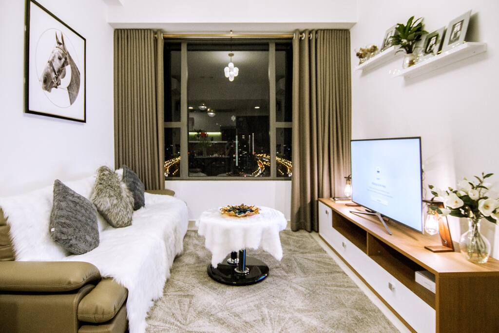 Living room with river view