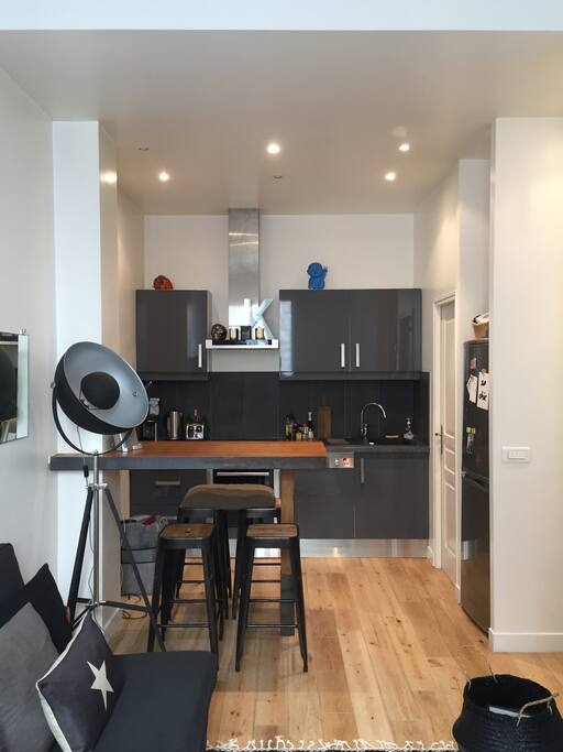 Kitchen seen from the living room.