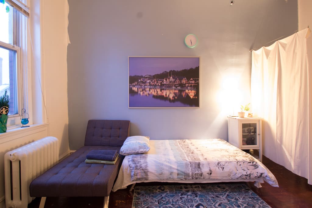Curtain separates the hall from the room, adds privacy