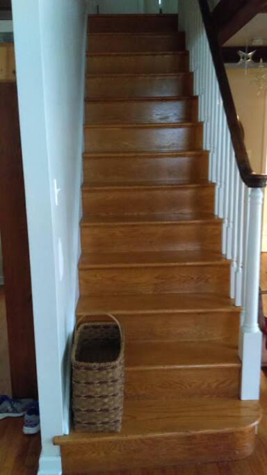 Upstairs to guest space