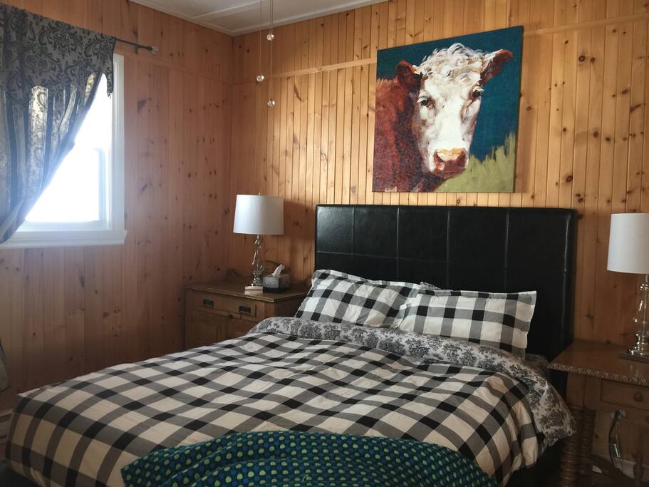 Chambre avec lit Queen, très douillet. A la campagne.