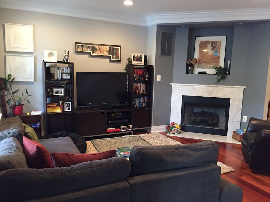 Cable tv and fireplace in the living room
