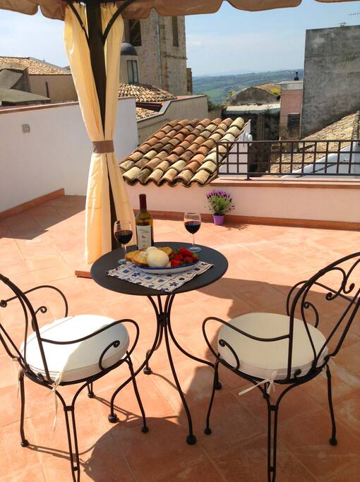 On the upper terrace