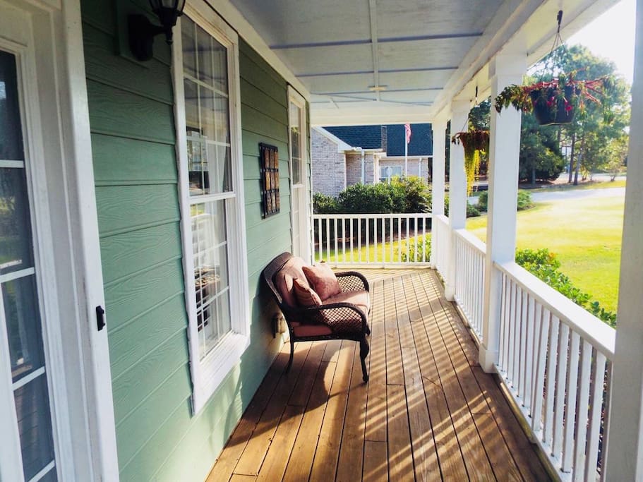 Coffee on your front porch in the morning sunrise.