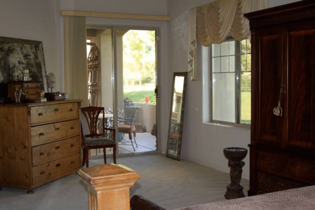 Oversized master bedroom with view of golf course