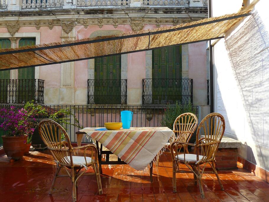 Pergola in the terrace of the apartment
