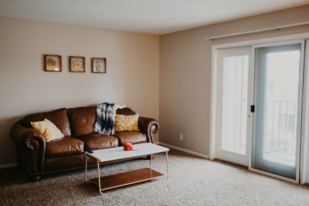 living room with balcony