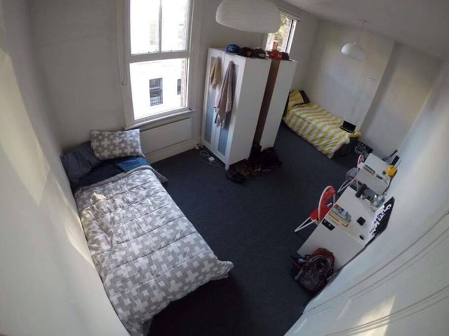 Room - you would have the yellow bed and the cupboard are put in a way that gives more privacy