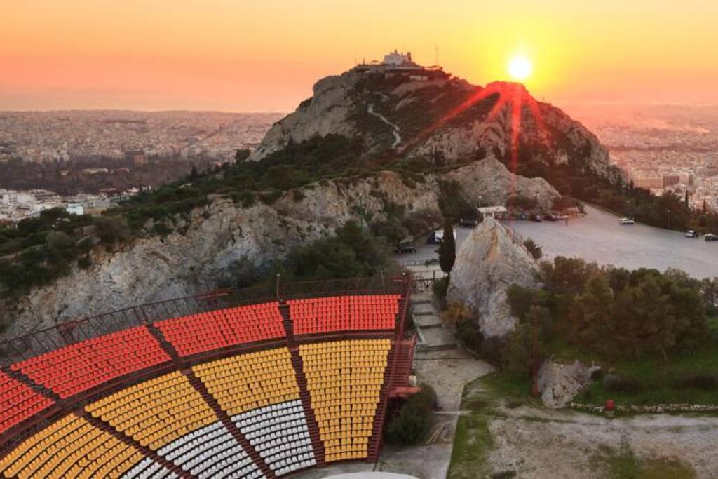Lycabettus hill with its panoramic view of all Athens and Piraeus.. to the top 6 min walking distance from home