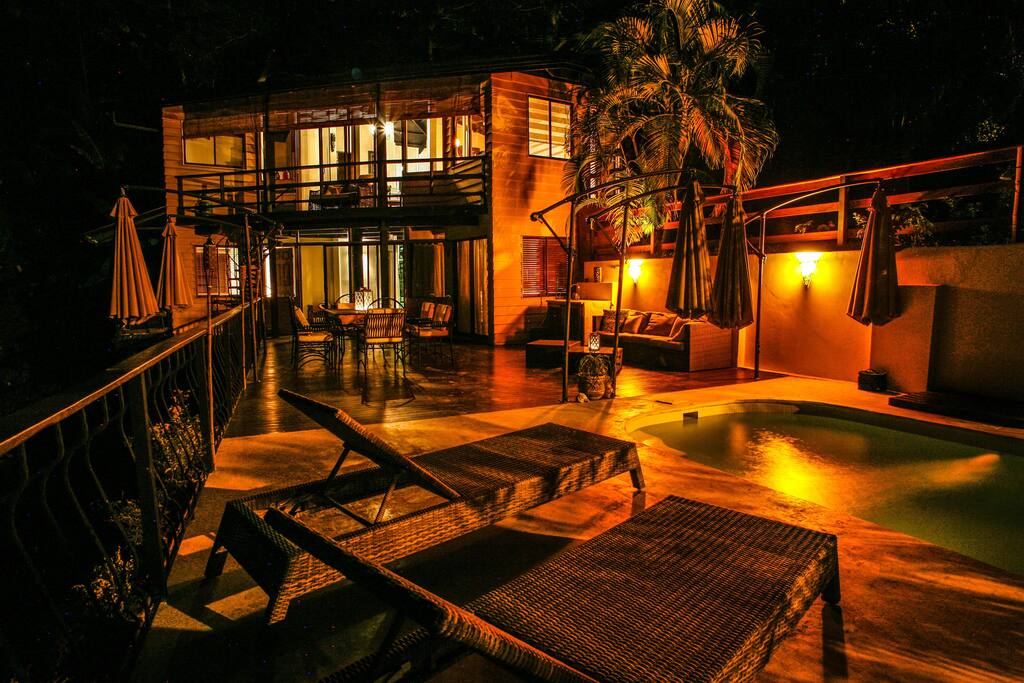 At night