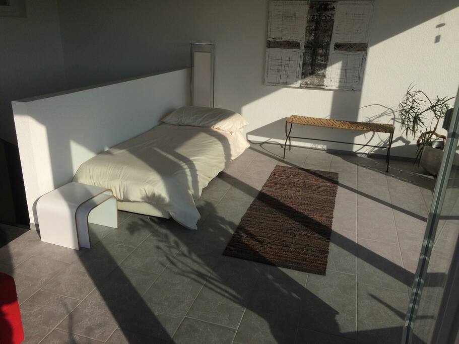 Light flooded room (bed is possible to open to sleep two)