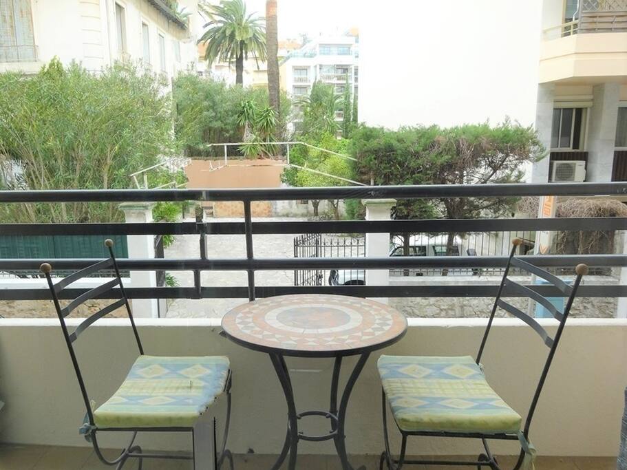 Pleasant balcony facing a quiet street - perfect for morning coffee or lunch
