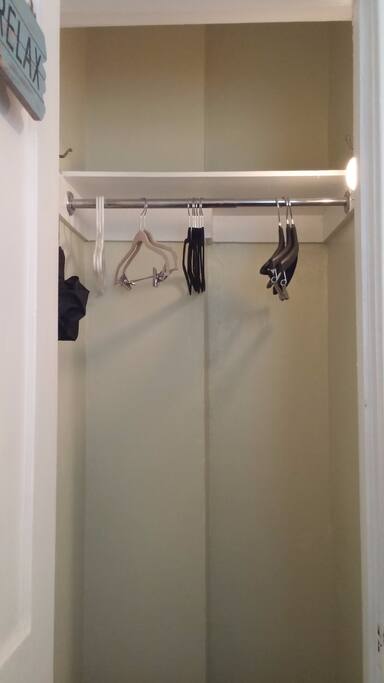 Private closet with spare hangers